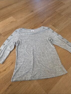 89th & Madison Light Gray Button-Accent Boatneck Sweatshirt